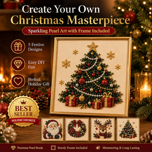 Christmas Pearl Diamond Painting Kit with Frame