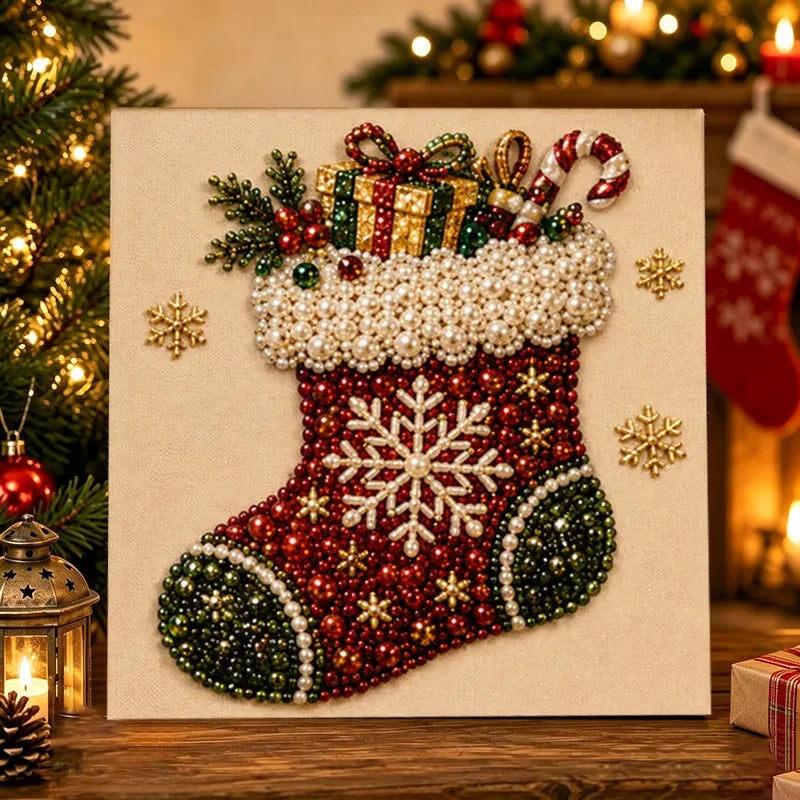 Christmas Pearl Diamond Painting Kit with Frame