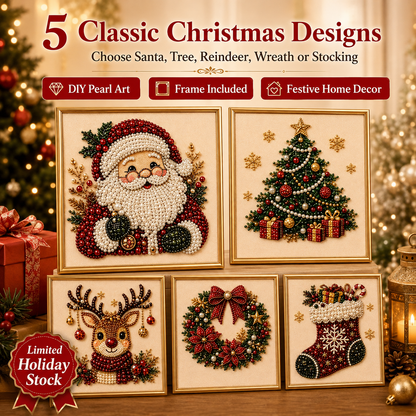 Christmas Pearl Diamond Painting Kit with Frame