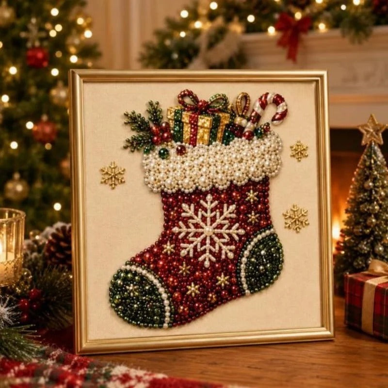 Christmas Pearl Diamond Painting Kit with Frame