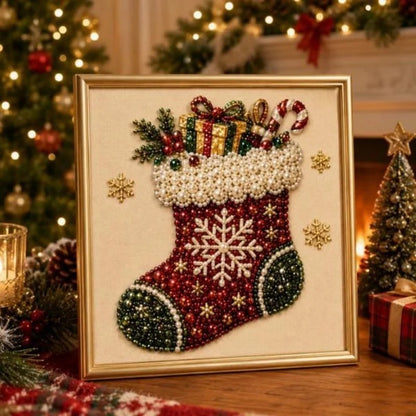 Christmas Pearl Diamond Painting Kit with Frame